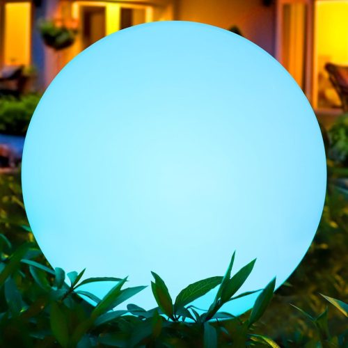 Aimosen RGB LED 30 cm Napelemes Kerti Gömblámpa - IP66 Vízálló, 16 Színű, Távirányítós, 1200 mAh Type-C Tölthető Kültéri Világítás Pázsitra,