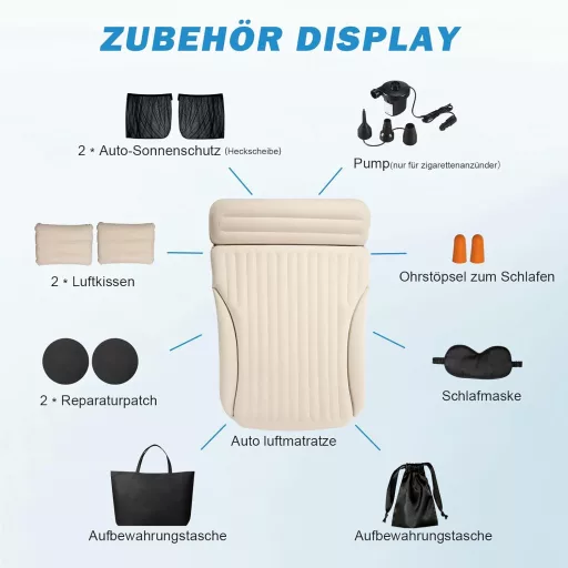 Ciremiv Autós Felfújható Matrac - Szivárgásmentes Kempingágy SUV-ba, Kisbuszba, 300kg Teherbírás, Elektromos Pumpával és Kiegészítőkkel