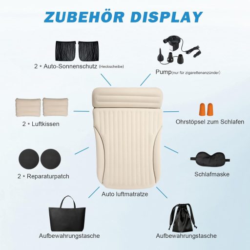 Ciremiv Autós Felfújható Matrac - Szivárgásmentes Kempingágy SUV-ba, Kisbuszba, 300kg Teherbírás, Elektromos Pumpával és Kiegészítőkkel