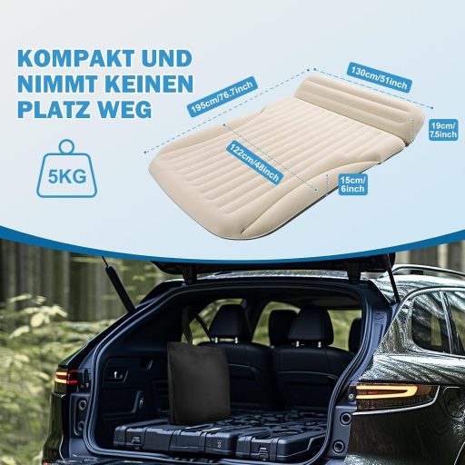 Ciremiv Autós Felfújható Matrac - Szivárgásmentes Kempingágy SUV-ba, Kisbuszba, 300kg Teherbírás, Elektromos Pumpával és Kiegészítőkkel