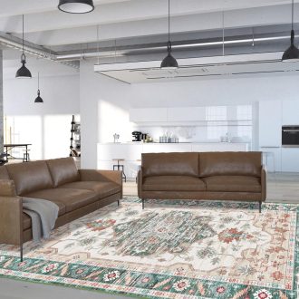   Vamcheer 200x300 cm Vintage Szőnyeg Zöld Mosható Puha Nappali Hálószoba