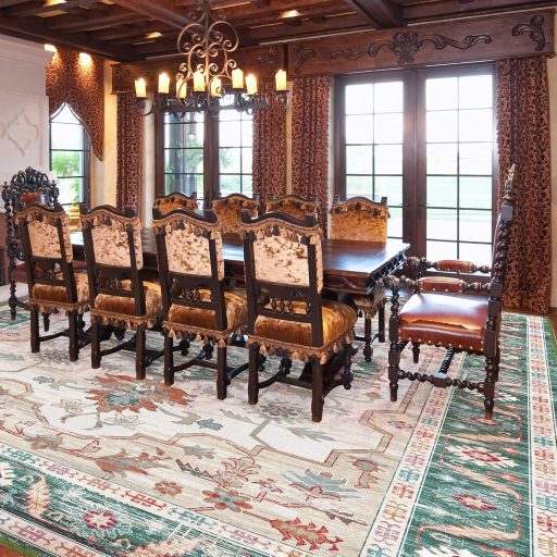 Covor Vintage Vamcheer 200x300 cm Verde Lavabil Moale pentru Sufragerie Dormitor