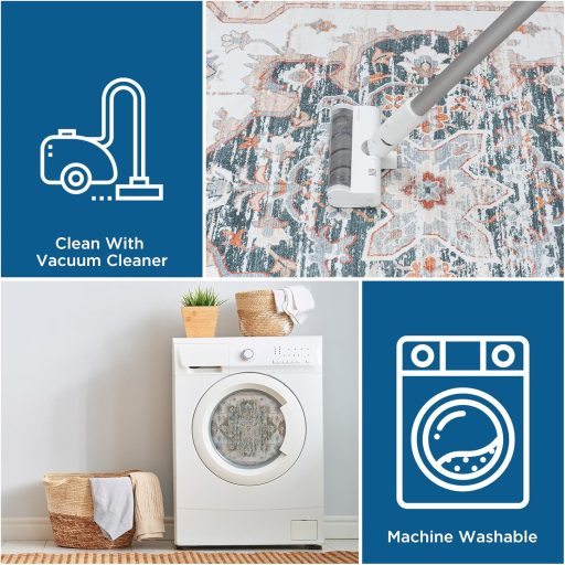 Covor Vintage Vamcheer 200x300 cm Verde Lavabil Moale pentru Sufragerie Dormitor