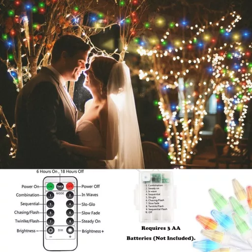 CERIAL 2db Tündérfény 6m 60 LED RGB Távirányítós Időzítős Vízálló Karácsony