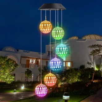   Clopoțel de vânt solar marocan iShabao cu 6 LED-uri, decorațiune pentru exterior - Moroccan