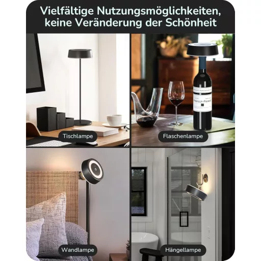 EDISHINE Wireless Éjjeli Lámpa Mágneses Töltéssel, Dimmer, IP54 Vízálló