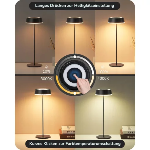 EDISHINE Wireless Éjjeli Lámpa Mágneses Töltéssel, Dimmer, IP54 Vízálló