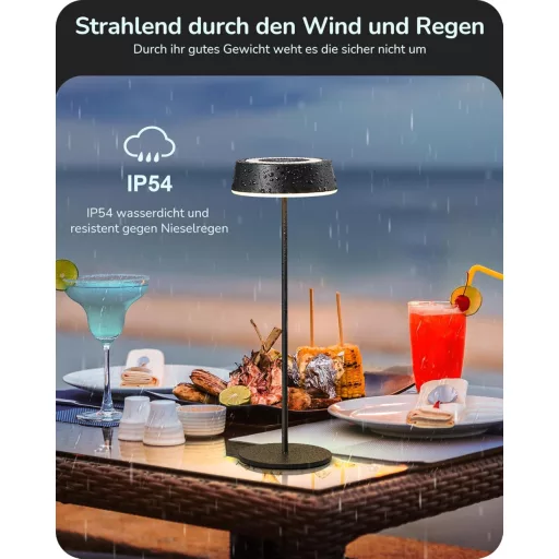 EDISHINE Wireless Éjjeli Lámpa Mágneses Töltéssel, Dimmer, IP54 Vízálló