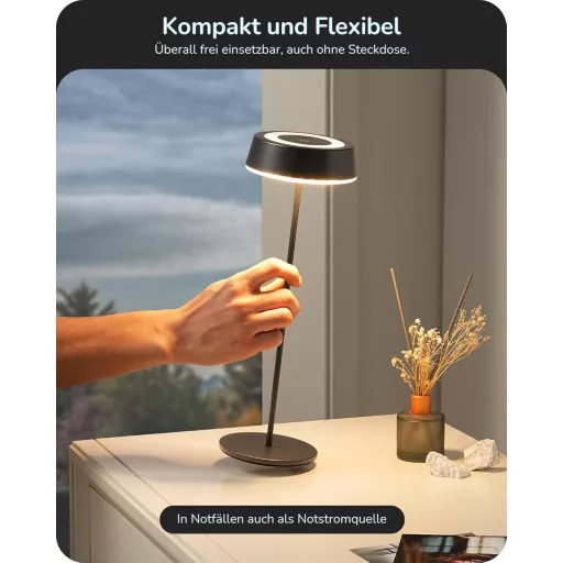 EDISHINE Wireless Éjjeli Lámpa Mágneses Töltéssel, Dimmer, IP54 Vízálló