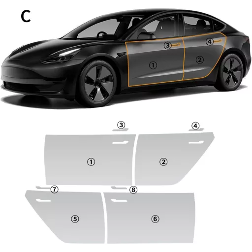 FDAIUN TPU Fólia Tesla Model 3 Lökhárító és Fényszóró Védelem - Átlátszó Karosszériavédő Fólia 2020-2023 Modellekhez, Karcálló, UV-álló