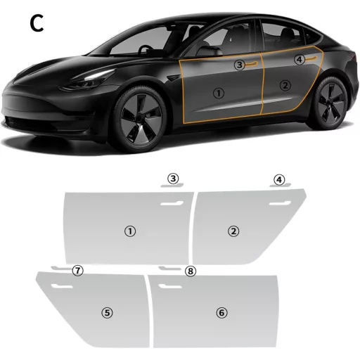 FDAIUN TPU Fólia Tesla Model 3 Lökhárító és Fényszóró Védelem - Átlátszó Karosszériavédő Fólia 2020-2023 Modellekhez, Karcálló, UV-álló