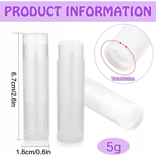 Doygim Set 30 buc. Tuburi goale de ruj - Recipiente reîncărcabile pentru balsam de buze, cosmetice DIY, din material PP alimentar, capacitate 5g