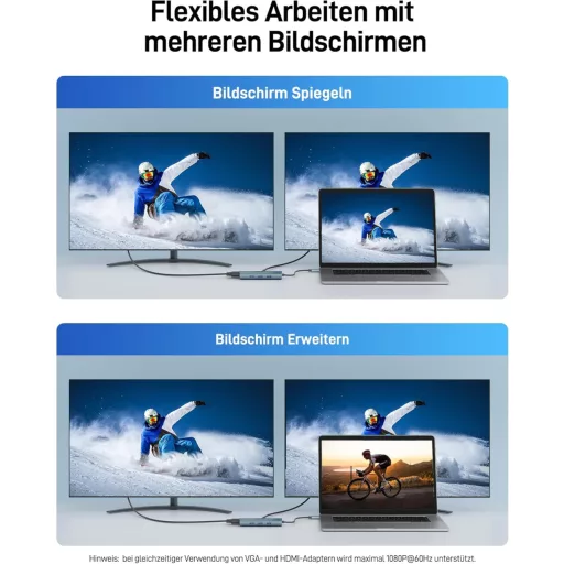 Acer 9-in-1 USB-C Hub dokovacia stanica, 4K HDMI, VGA, 3x USB 3.0, Gigabit Ethernet, 100W PD, čítačka SD/TF kariet, hliníkový adaptér pre iPhone/MacBook/iPad