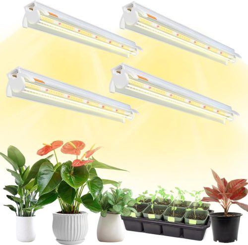 Niello 4 ks T5 rastlinných lámp, 42 cm LED lampa na pestovanie rastlín pre izbové rastliny, plnospektrálna, 660nm/3000K/6000K s reflektorom, na predpestovanie