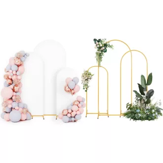   ybaymy Arany Fém Esküvői Ív 3 db Dekorációs Kerettel Születésnapi Ünnepséghez