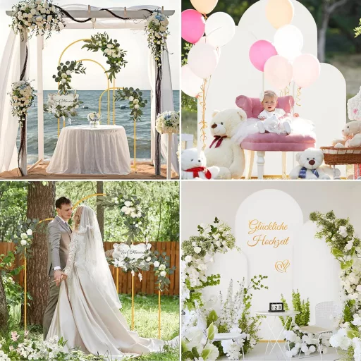 ybaymy Arany Fém Esküvői Ív 3 db Dekorációs Kerettel Születésnapi Ünnepséghez