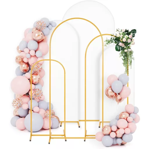 ybaymy Arany Fém Esküvői Ív 3 db Dekorációs Kerettel Születésnapi Ünnepséghez
