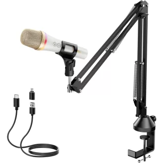   TONOR TD310+ Dinamički USB/Type-C Mikrofon s RGB Osvjetljenjem - PC, PS4, PS5 Kompatibilni Gaming Mikrofon s Rukom za Podcast, Streaming, Snimanje