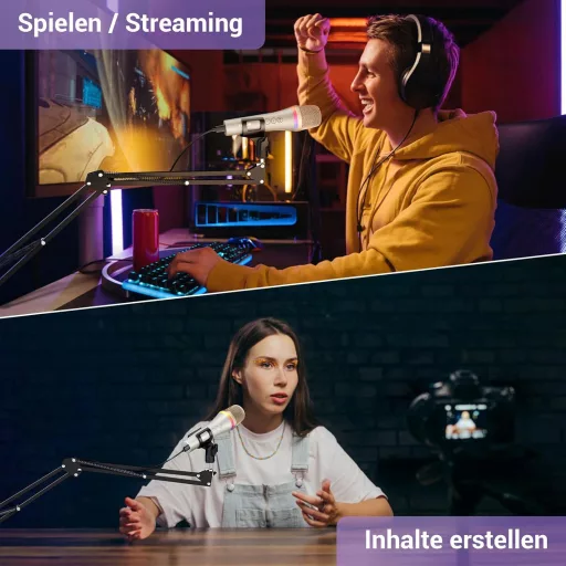 TONOR TD310+ Dynamický USB/Type-C Mikrofón s RGB Podsvietením - Kompatibilný s PC, PS4, PS5, Herný Mikrofón s Ramenom pre Podcasty, Streamovanie, Nahrávanie