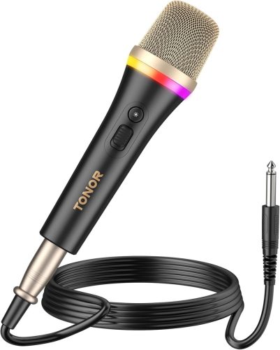 TONOR RGB XLR Karaoke Mikrofon, 5m Kábellel, Fekete Szuperkardioid
