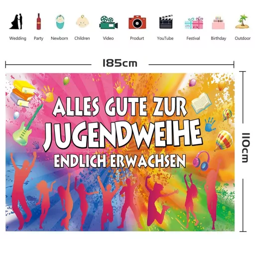 Banner decorativ "În sfârșit Adult" 180x110 cm pentru petrecerea de majorat, fundal foto pentru băieți și fete, decorațiune suspendată pentru ceremonie.