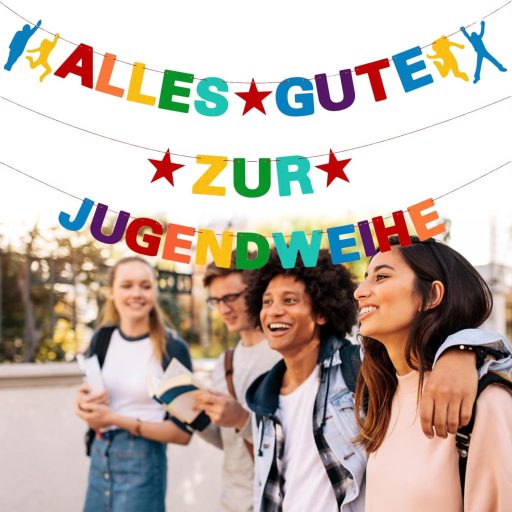 Ghirlandă decorativă strălucitoare pentru ceremonia de trecere în rândul adulților tineri - 3 metri, ghirlandă colorată din hârtie, pentru băieți și fete, fundal foto interior-exterior