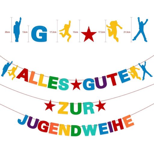 Ghirlandă decorativă strălucitoare pentru ceremonia de trecere în rândul adulților tineri - 3 metri, ghirlandă colorată din hârtie, pentru băieți și fete, fundal foto interior-exterior