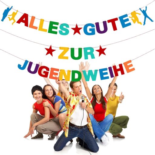 Sgehenr Ifjúsági Avatási Dekorációs Füzér - 3 méteres Csillogó Színes Papír Girland Fiúknak és Lányoknak Beltéri-Kültéri Fotóháttérhez