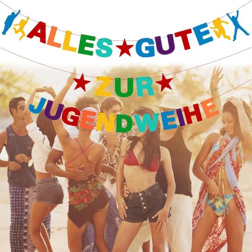 Sgehenr Ifjúsági Avatási Dekorációs Füzér - 3 méteres Csillogó Színes Papír Girland Fiúknak és Lányoknak Beltéri-Kültéri Fotóháttérhez