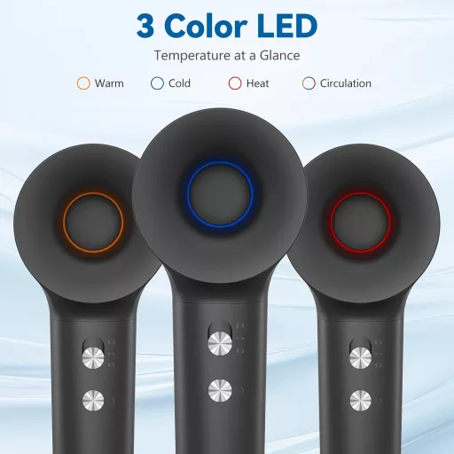 Uscător de păr TQQ cu 200 de milioane de ioni negativi - Motor silențios fără perii, uscare rapidă, 110.000 RPM, 57dB - Uscător de păr pentru acasă și călătorii