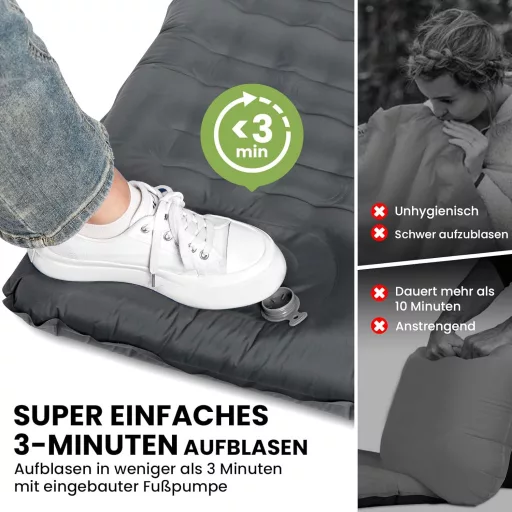 HIKENTURE 12 cm Önfelfújó Kétszemélyes Kemping Matrac Lábpumpával