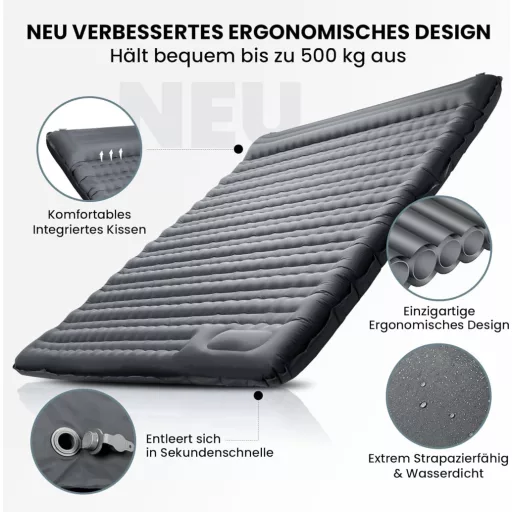 HIKENTURE 12 cm Önfelfújó Kétszemélyes Kemping Matrac Lábpumpával