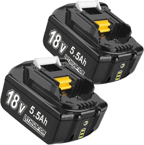 Bonadget 18V 5.5Ah Li-ion Akkumulátor Makita Szerszámgépekhez - 2db LED Töltésjelzővel, Kompatibilis BL1860B BL1850B BL1840 Sorozattal