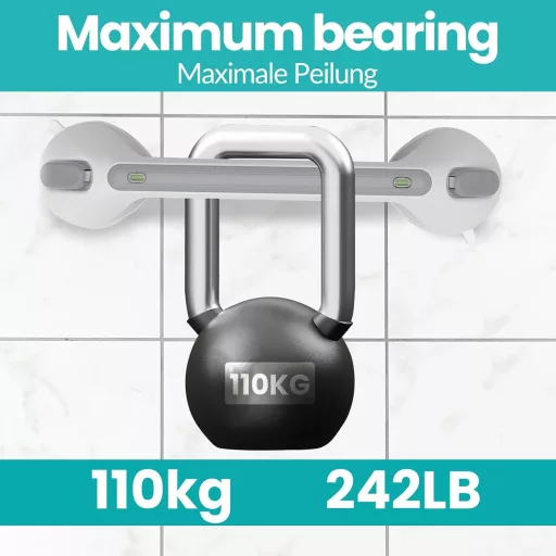 LORESJOY Zuhanyrúd 30cm Szívókorongos Fürdőkéz 120kg Időseknek