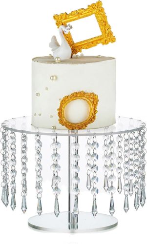NUPTIO 26 cm Átlátszó Kerek Tortatartó - Akril Esküvői Tortaállvány Születésnapi Süteményekhez, Desszertekhez, Bel- és Kültéri Használatra