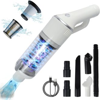   KeautFair Vezeték Nélküli Kézi Porszívó 120W/15000Pa - Kompakt Újratölthető Mini Porszívó Mosható HEPA Szűrőkkel Nedves-Száraz Használatra,