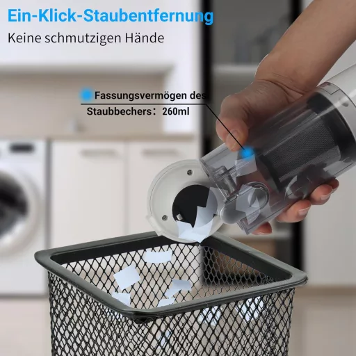 KeautFair Vezeték Nélküli Kézi Porszívó 120W/15000Pa - Kompakt Újratölthető Mini Porszívó Mosható HEPA Szűrőkkel Nedves-Száraz Használatra,