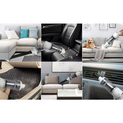 KeautFair Vezeték Nélküli Kézi Porszívó 120W/15000Pa - Kompakt Újratölthető Mini Porszívó Mosható HEPA Szűrőkkel Nedves-Száraz Használatra,