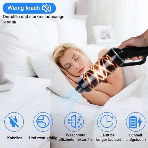 KeautFair Vezeték Nélküli Kézi Porszívó 120W/15000Pa - Hordozható Mini Akkumulátoros Szívó 2 Mosható HEPA Szűrővel Nedves-Száraz Használatra