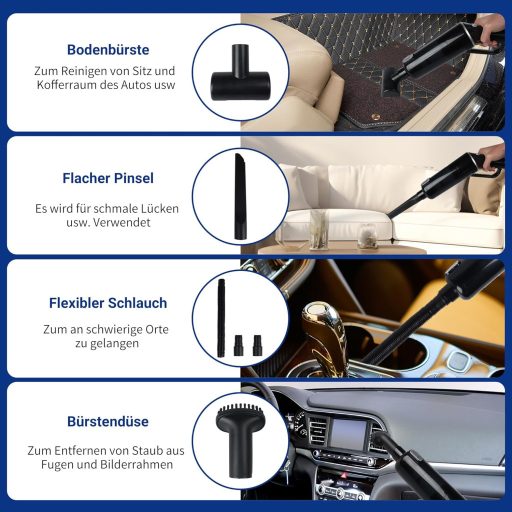 Aspirator portabil fără fir KeautFair, 120W/15000Pa - Mini aspirator reîncărcabil, cu 2 filtre HEPA lavabile, pentru utilizare umedă și uscată