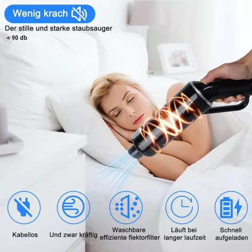 KeautFair Vezeték Nélküli Kézi Porszívó 120W/15000Pa - Hordozható Mini Akkumulátoros Szívó 2 Mosható HEPA Szűrővel Nedves-Száraz Használatra