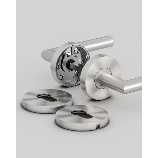 AwmnSrman L-ková súprava kľučiek na dvere z nehrdzavejúcej ocele - pre profilovú cylindrickú vložku PZ, strieborná, pre interiérové dvere, testované na 50 000 otvorení