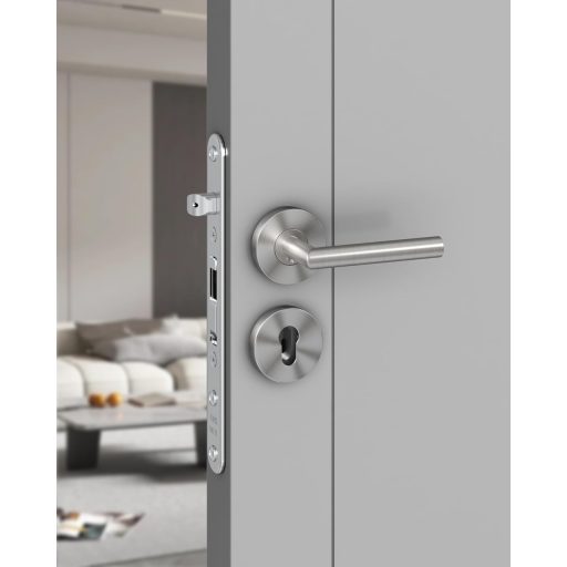 AwmnSrman L-ková súprava kľučiek na dvere z nehrdzavejúcej ocele - pre profilovú cylindrickú vložku PZ, strieborná, pre interiérové dvere, testované na 50 000 otvorení