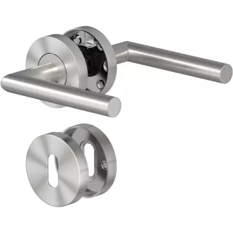   AwmnSrman L-profil kvaka za vrata od nehrđajućeg čelika - Srebrna, mat, s BB uloškom brave, za unutarnja vrata, testirana na 50.000 otvaranja