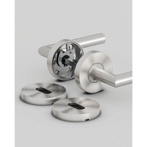 AwmnSrman L-alakú rozsdamentes acél ajtókilincs szett - Ezüst, selyemfényű, BB zárbetéttel, beltéri ajtókhoz, 50.000 nyitásra tesztelve