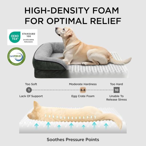 Pătuț ortopedic pentru câini Bedsure XL, 122 x 89 cm - Cu husă de flanel lavabilă, canapea impermeabilă pentru câini, până la 45 kg