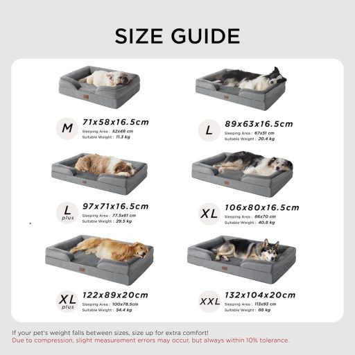 Pătuț ortopedic pentru câini Bedsure XL, 122 x 89 cm - Cu husă de flanel lavabilă, canapea impermeabilă pentru câini, până la 45 kg