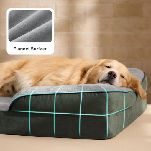 Pătuț ortopedic pentru câini Bedsure XL, 122 x 89 cm - Cu husă de flanel lavabilă, canapea impermeabilă pentru câini, până la 45 kg
