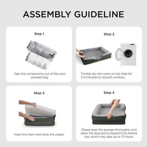 Pătuț ortopedic pentru câini Bedsure XL, 122 x 89 cm - Cu husă de flanel lavabilă, canapea impermeabilă pentru câini, până la 45 kg