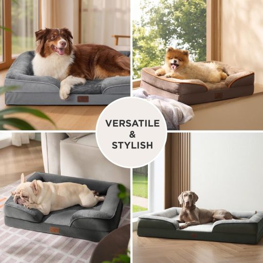 Pătuț ortopedic pentru câini Bedsure XL, 122 x 89 cm - Cu husă de flanel lavabilă, canapea impermeabilă pentru câini, până la 45 kg